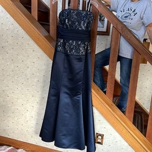 Jordan fashions satin, mermaid strapless bridesmaid dress